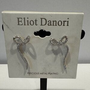Eliot Danori Sparkling Silver Cubic Zirconia Ribbon Earrings. NWT